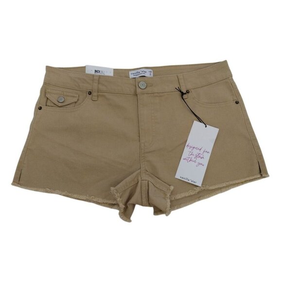 Vanilla Star Womens W30 Tan Frayed Hem Y2K Shorts, NWT. - Picture 4 of 6